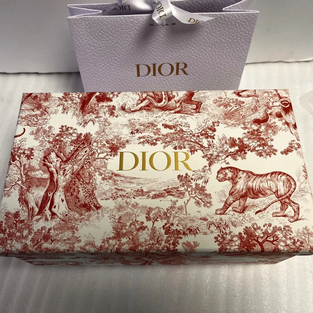 Dior Red Toile De Jouy Gift Box Dior Limited Edition Storage Box Dior Ribbon